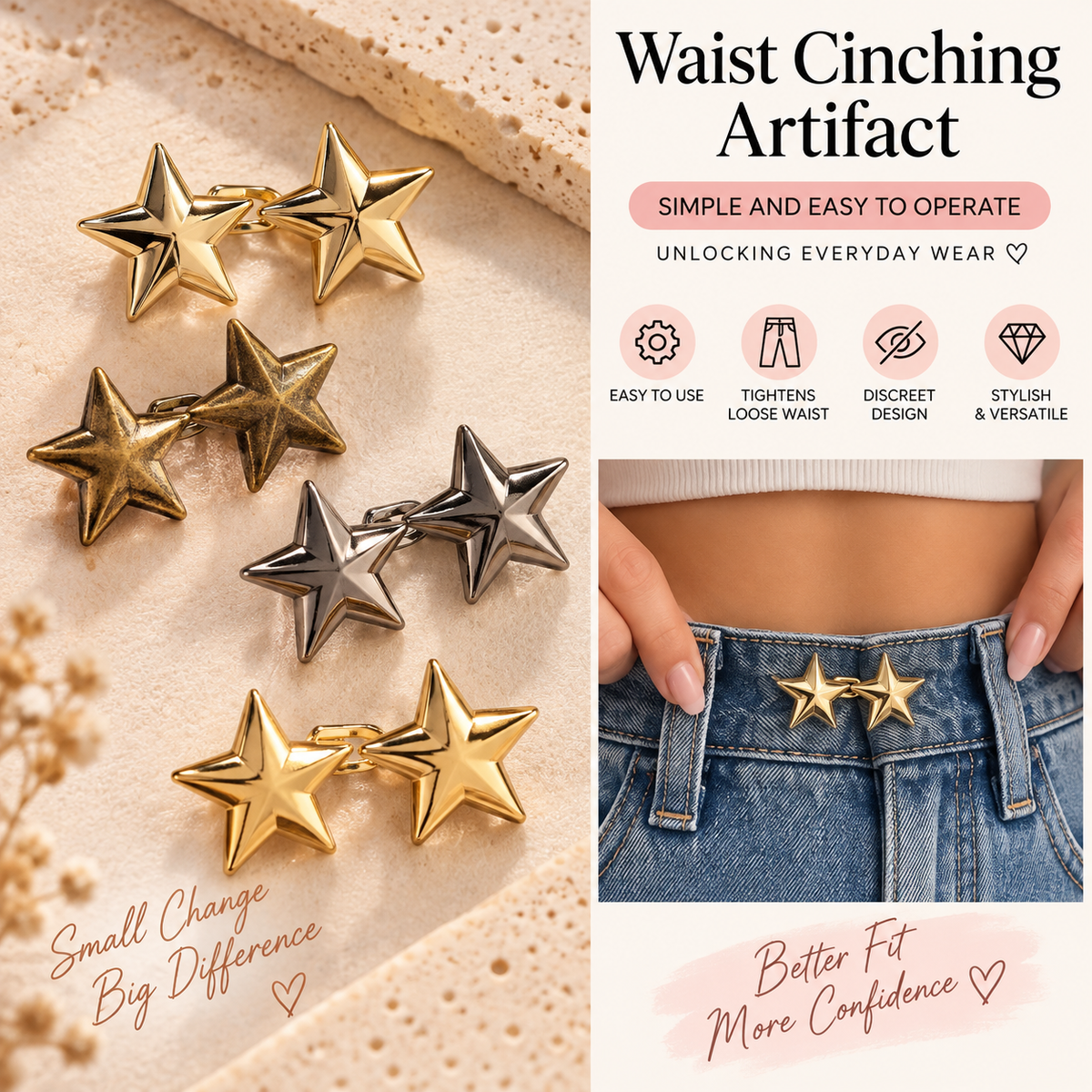 ✧ Adjustable Invisible Jeans Waist Tightener