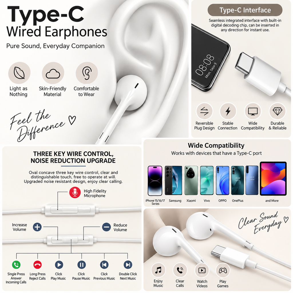 🎧 Type-C Wired Earphones