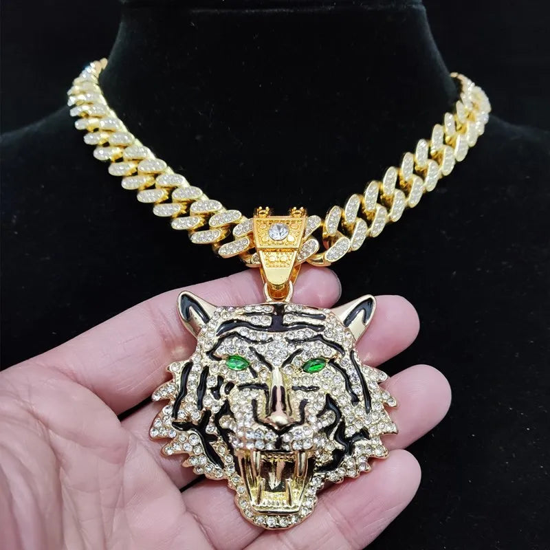 ☆ Rhinestone Tiger Pendant & Chain Options