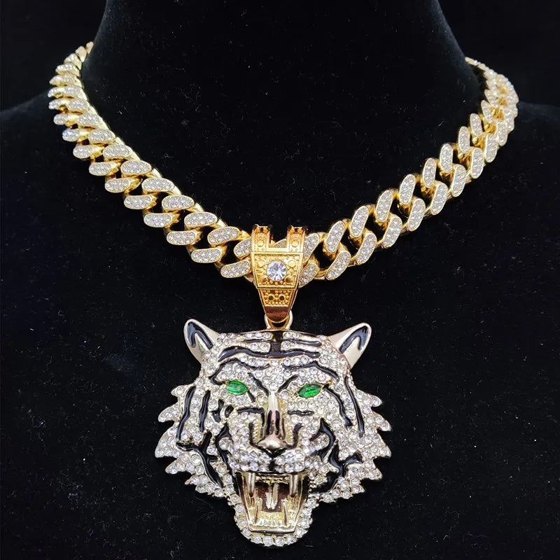 ☆ Rhinestone Tiger Pendant & Chain Options