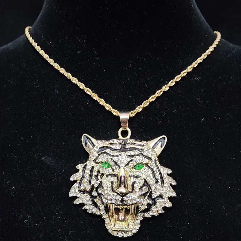 ☆ Rhinestone Tiger Pendant & Chain Options
