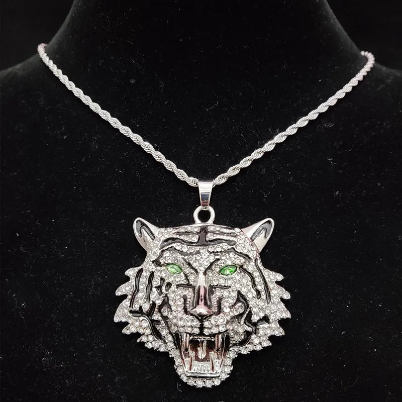 ☆ Rhinestone Tiger Pendant & Chain Options