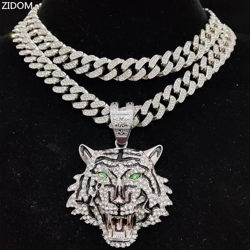 ☆ Rhinestone Tiger Pendant & Chain Options