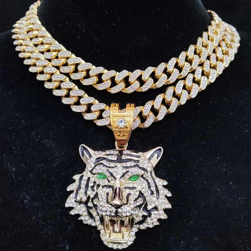 ☆ Rhinestone Tiger Pendant & Chain Options