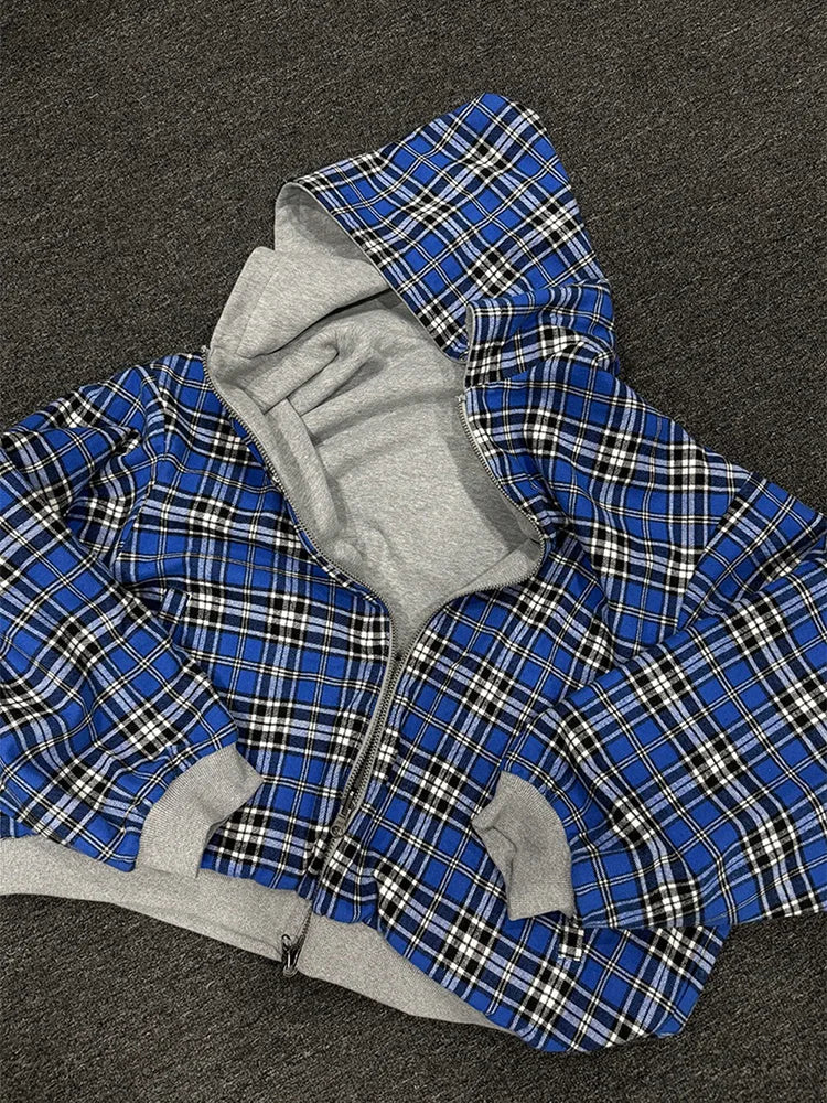✦ Women's Plaid Zip Hoodie
