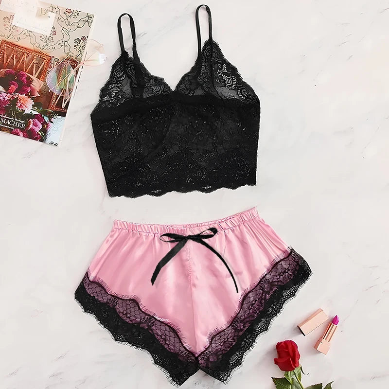 🌙 2-Piece Lace Cami & Shorts Pajama Set