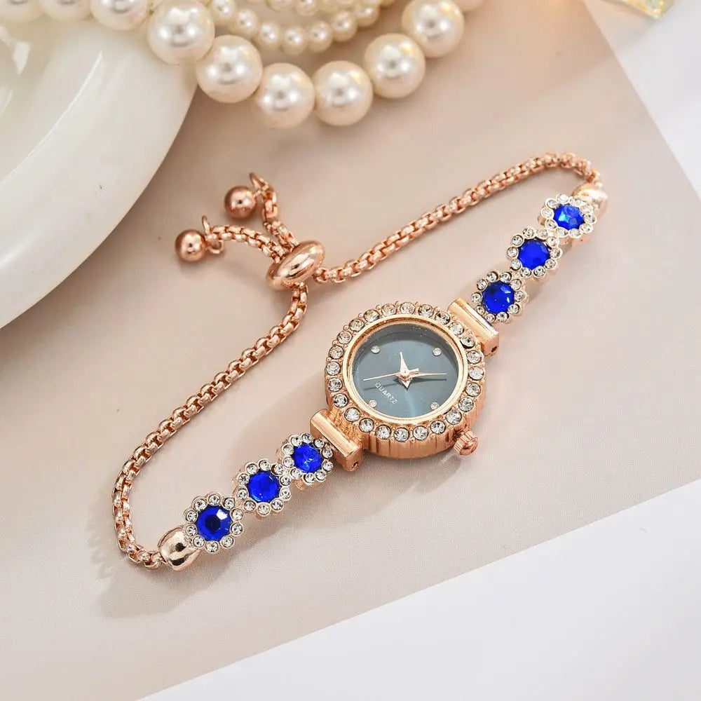 ✧ Rhinestone Flower Bracelet Watch