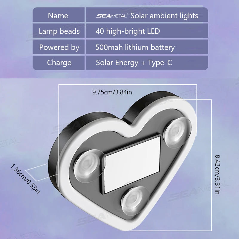 ☀ Heart-Shaped Solar LED Car Light