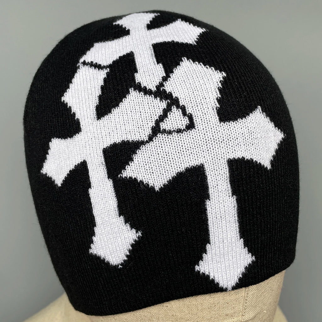 ✟ Crucifix Jacquard Knit Beanie