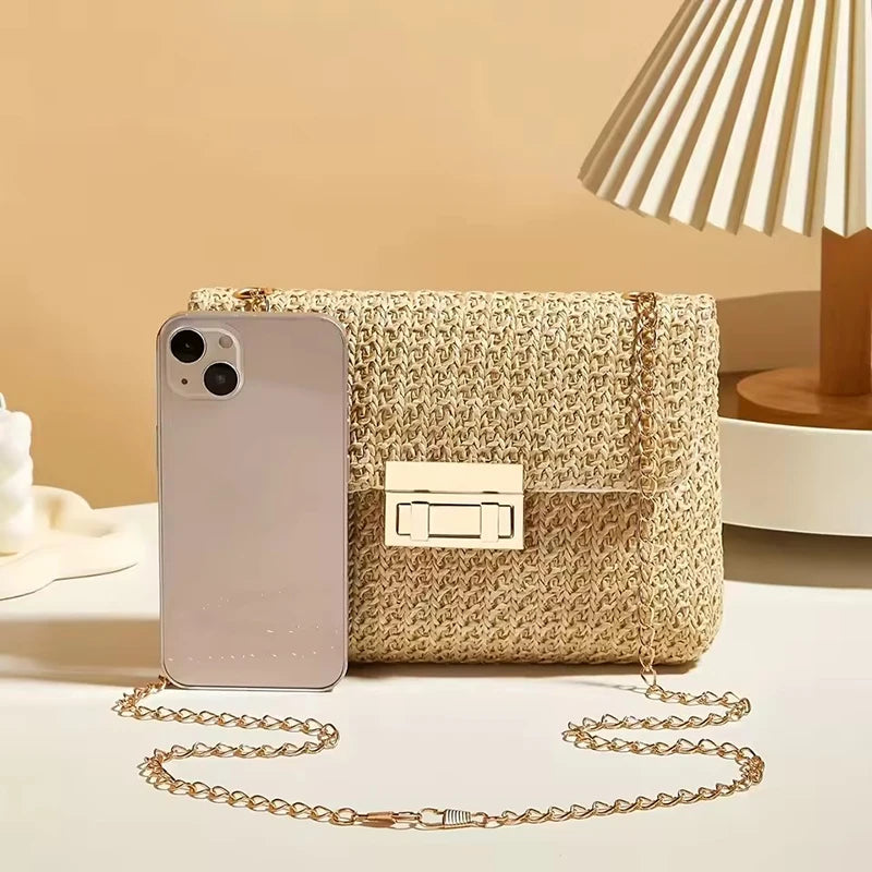♡ Woven Chain-Strap Shoulder Bag