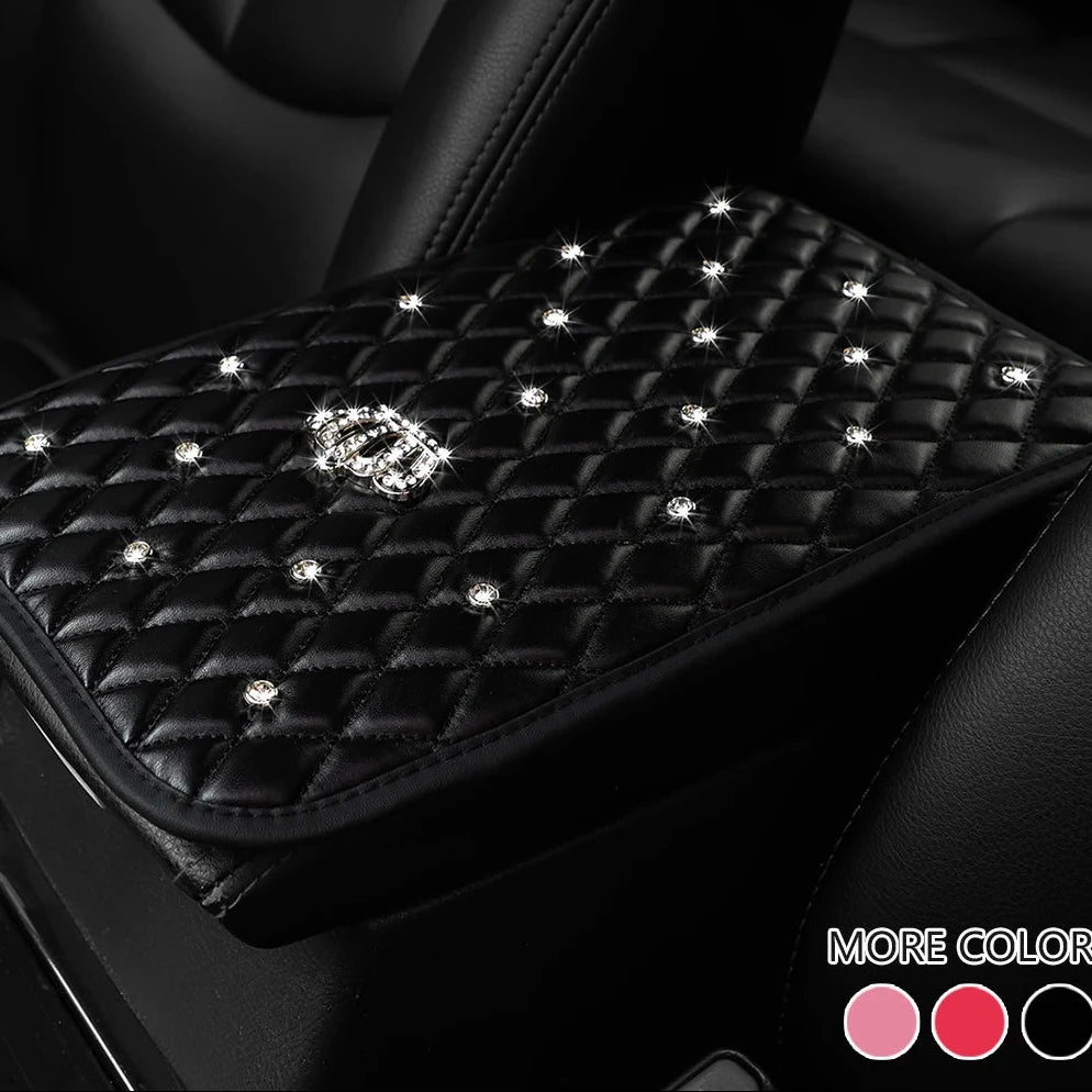 👑 Rhinestone Crown Car Armrest Pad