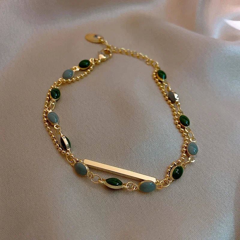 ✧ Double-Layer Crystal Charm Bracelet