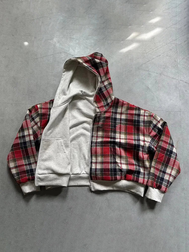 ✦ Women's Plaid Zip Hoodie