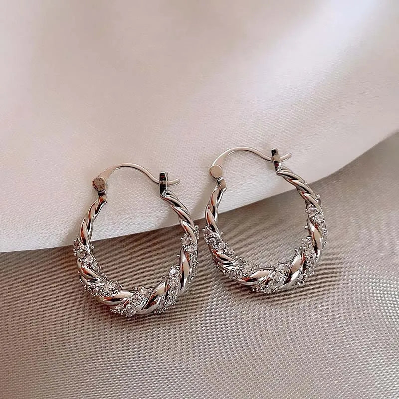 ⟡ Twisted Zircon Hoop Earrings