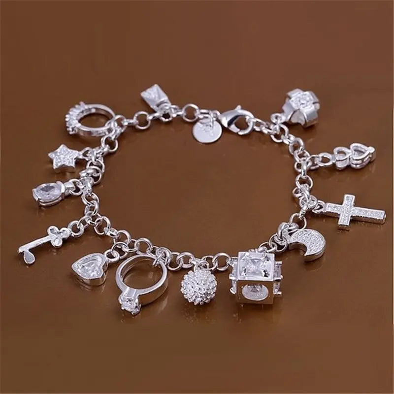 ✨ Silver-Tone 13-Charm Bracelet