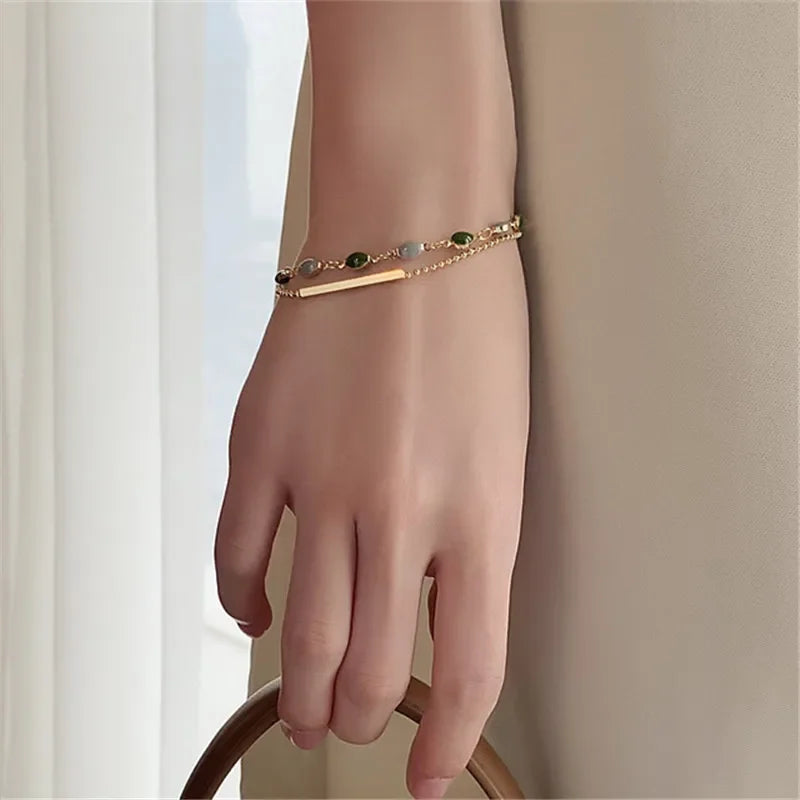 ✧ Double-Layer Crystal Charm Bracelet