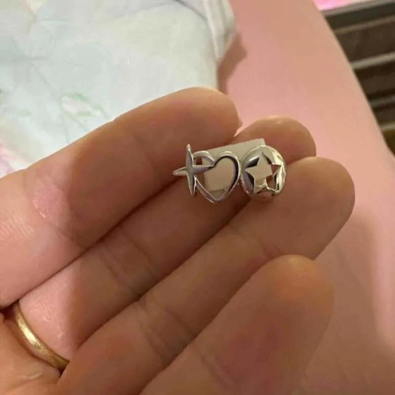♡ Silver-Tone Hollow Heart Tooth Caps