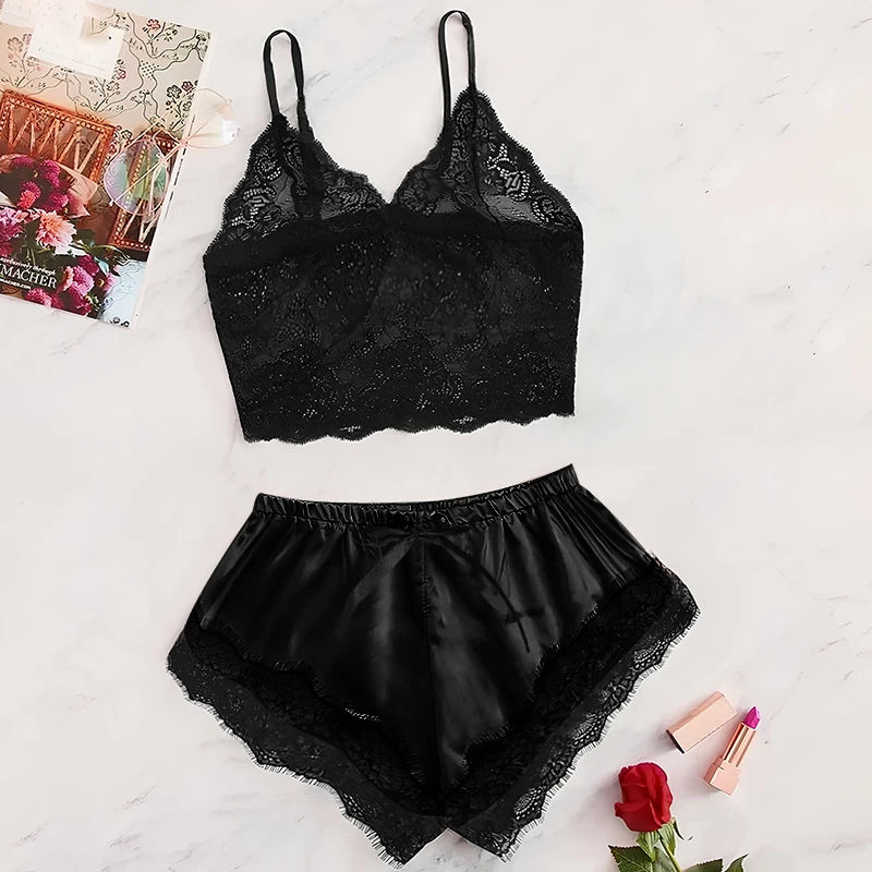 🌙 2-Piece Lace Cami & Shorts Pajama Set