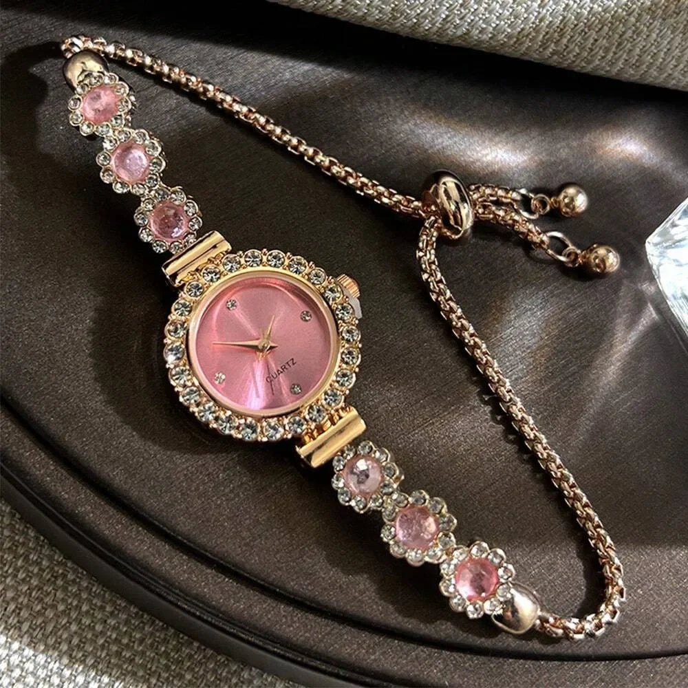 ✧ Rhinestone Flower Bracelet Watch