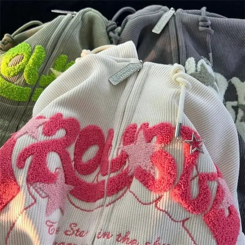 ✦ Embroidered Zip-Up Hoodie
