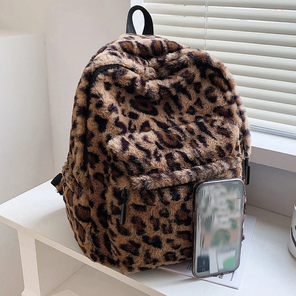 🐆 Leopard Plush Backpack