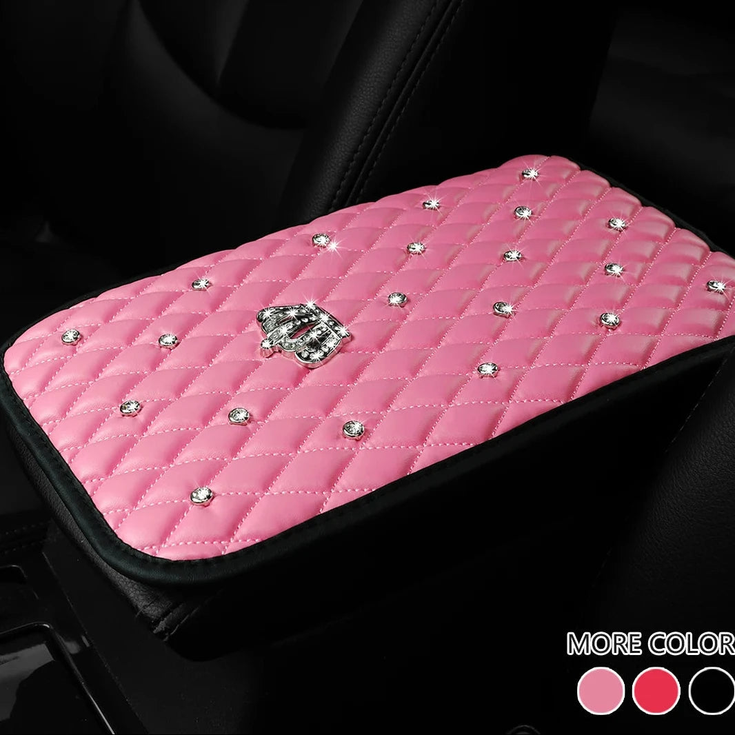 👑 Rhinestone Crown Car Armrest Pad