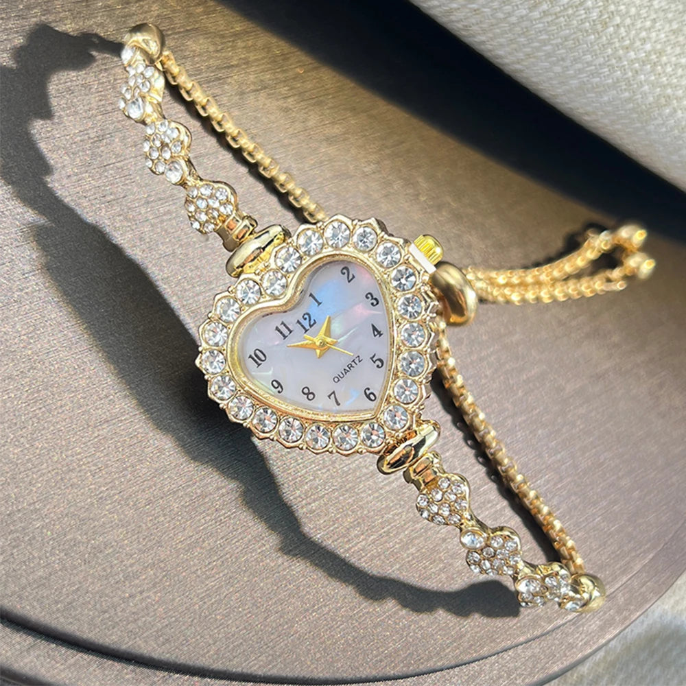 ♡ Heart-Shaped Rhinestone Watch
