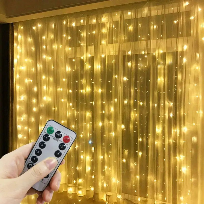 ✨ 8-Mode USB Curtain String Lights