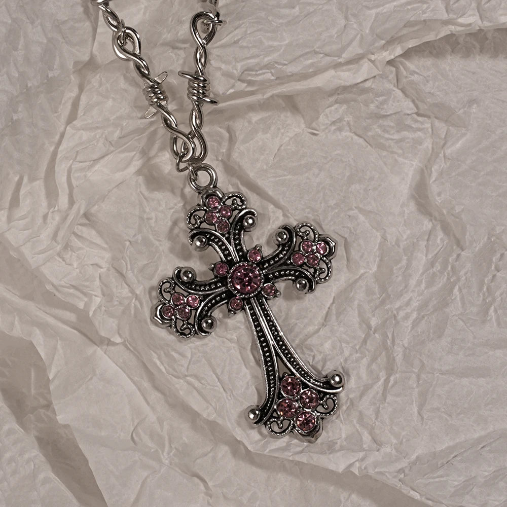 ✝ Rhinestone Cross Pendant Necklace