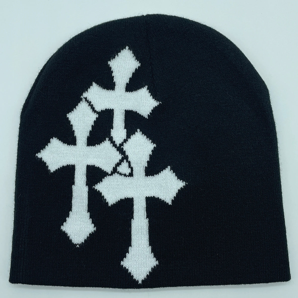 ✟ Crucifix Jacquard Knit Beanie