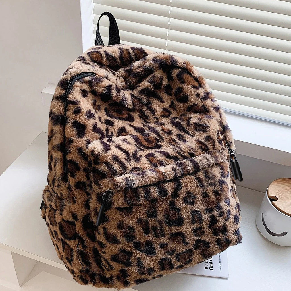 🐆 Leopard Plush Backpack