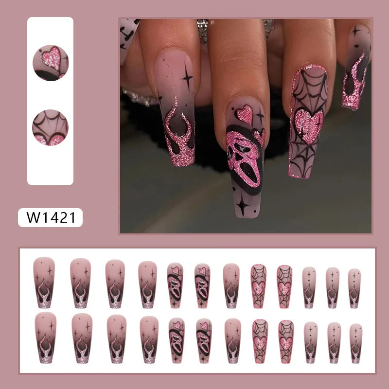 ♡ Glitter & Gothic Press-On Nails · 24 Pieces