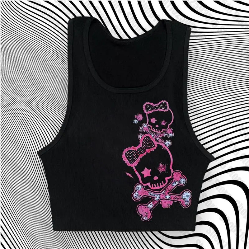 ☠ Skeleton Y2K Corset Crop Top