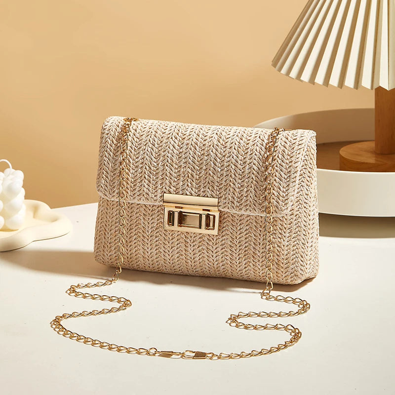♡ Woven Chain-Strap Shoulder Bag