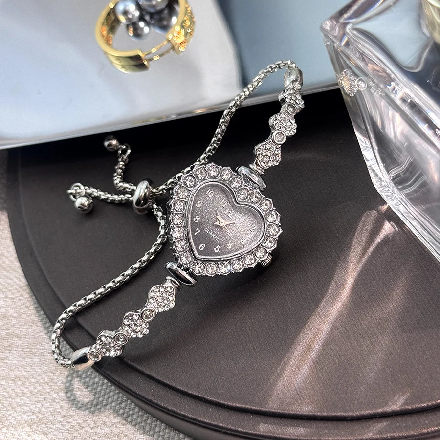 ♡ Heart-Shaped Rhinestone Watch