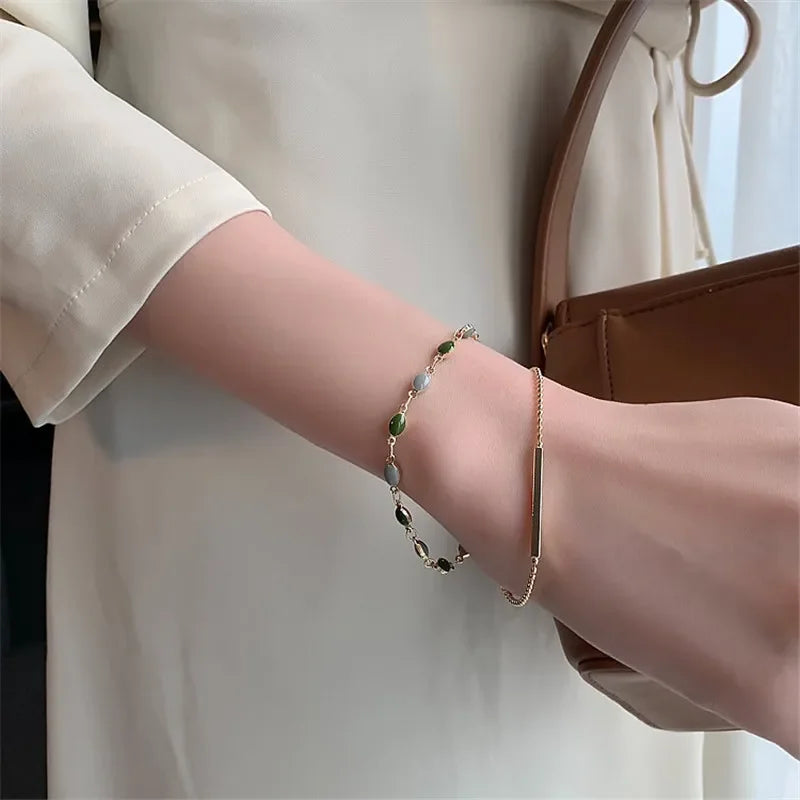 ✧ Double-Layer Crystal Charm Bracelet