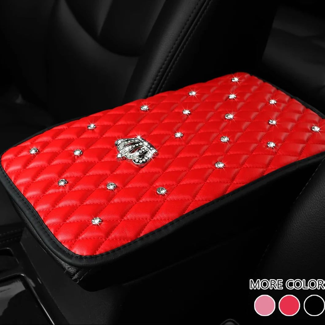 👑 Rhinestone Crown Car Armrest Pad