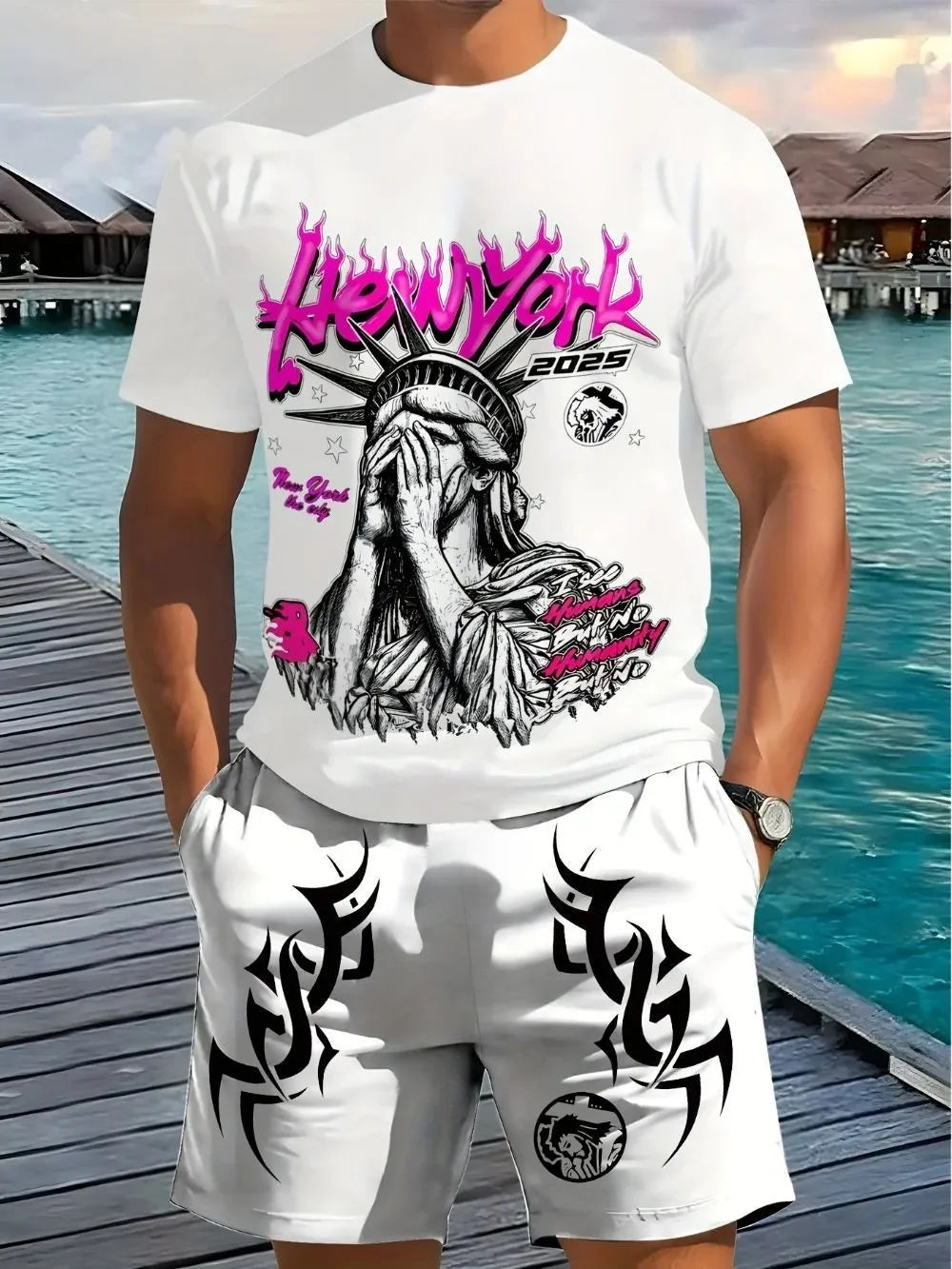 ✦ Men's Statue of Liberty Tee & Shorts Set