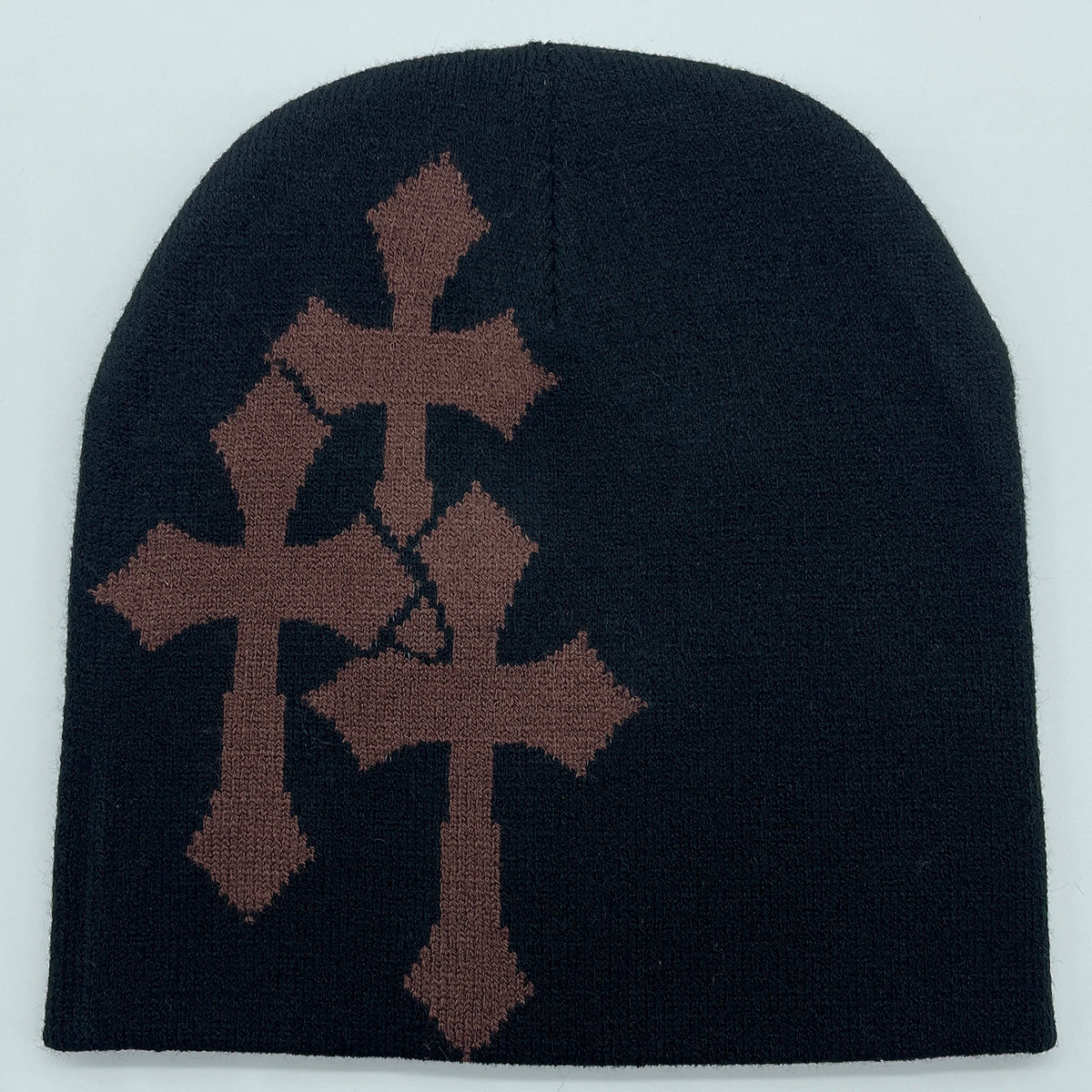 ✟ Crucifix Jacquard Knit Beanie