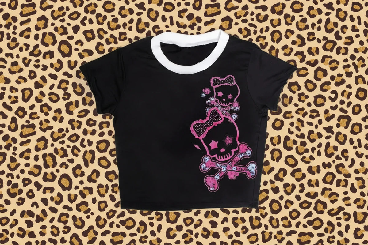 ☠ Skeleton Y2K Corset Crop Top
