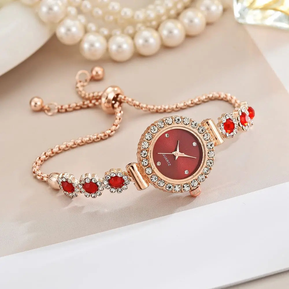 ✧ Rhinestone Flower Bracelet Watch