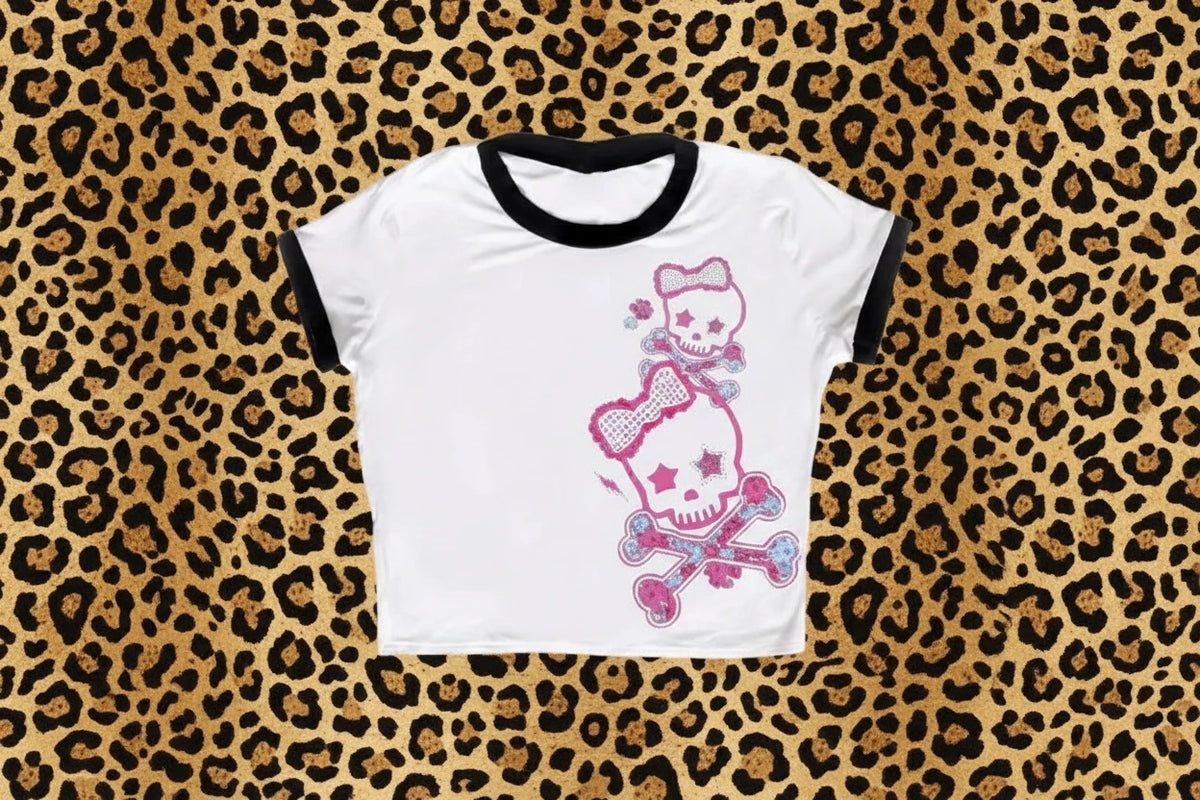 ☠ Skeleton Y2K Corset Crop Top