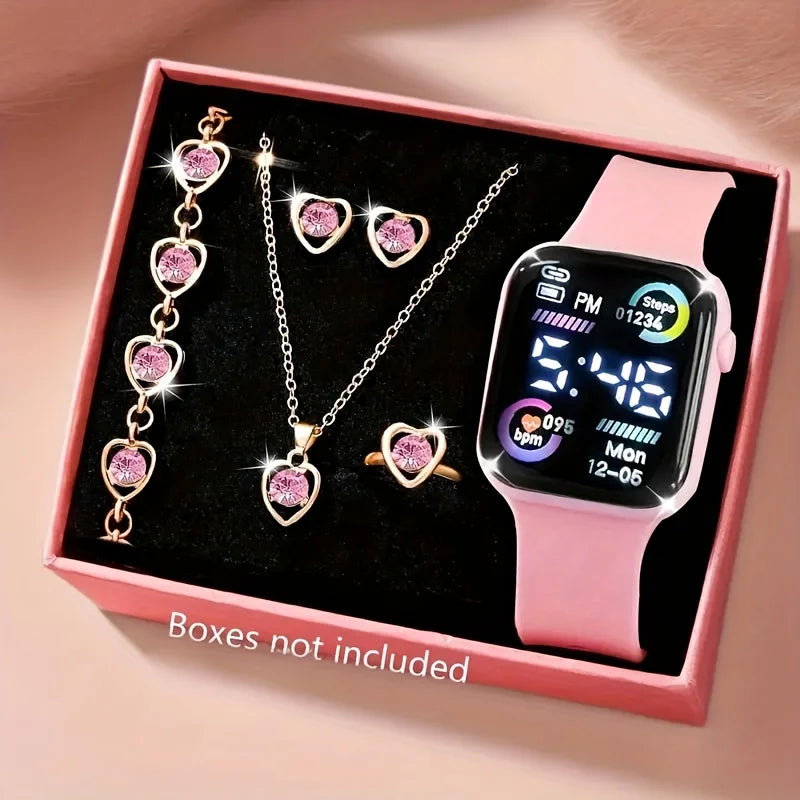 ⌚ 6-Piece Digital Watch & Jewelry Set