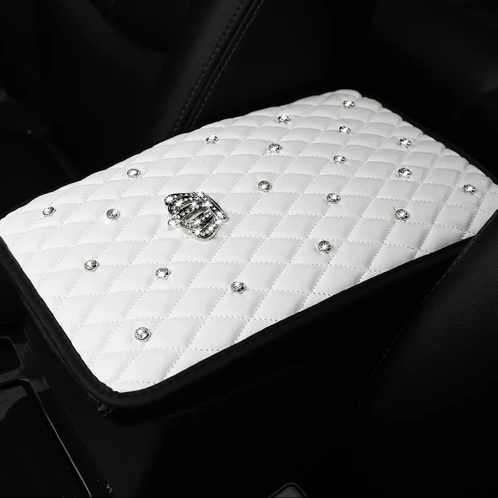 👑 Rhinestone Crown Car Armrest Pad