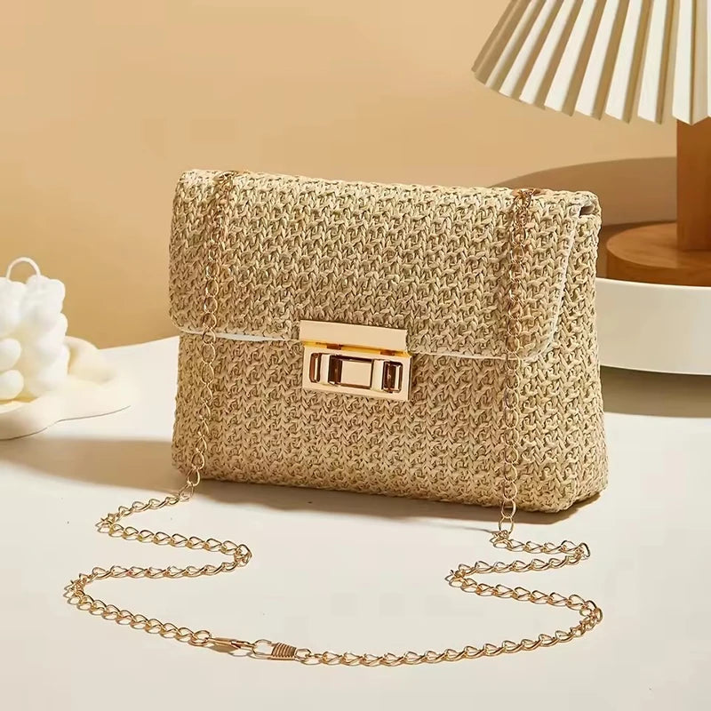♡ Woven Chain-Strap Shoulder Bag
