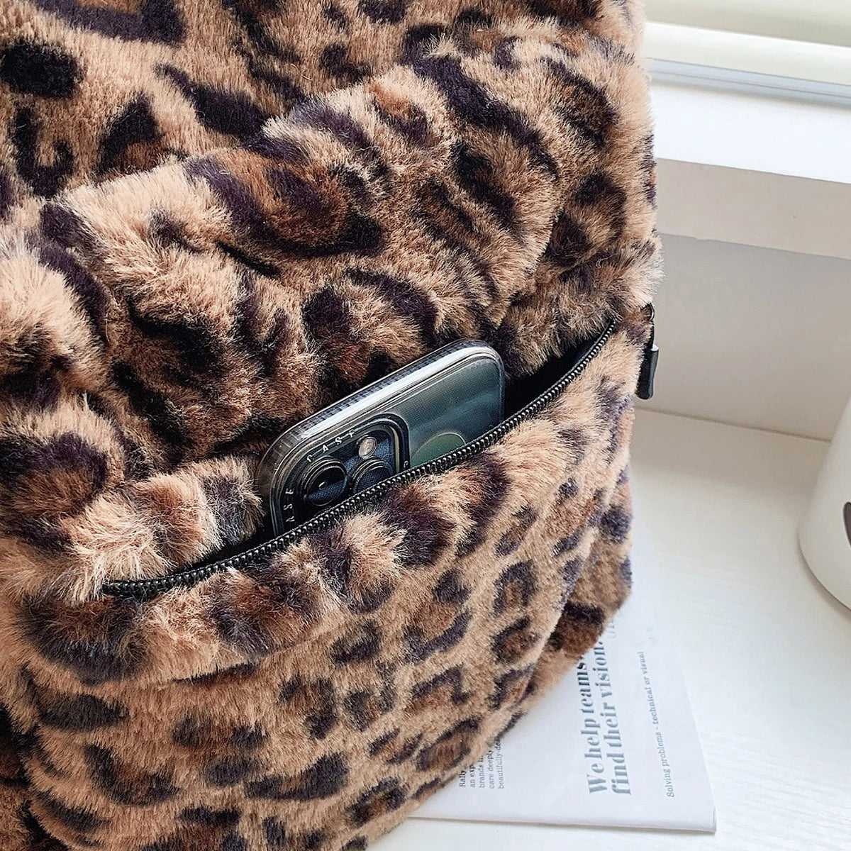 🐆 Leopard Plush Backpack