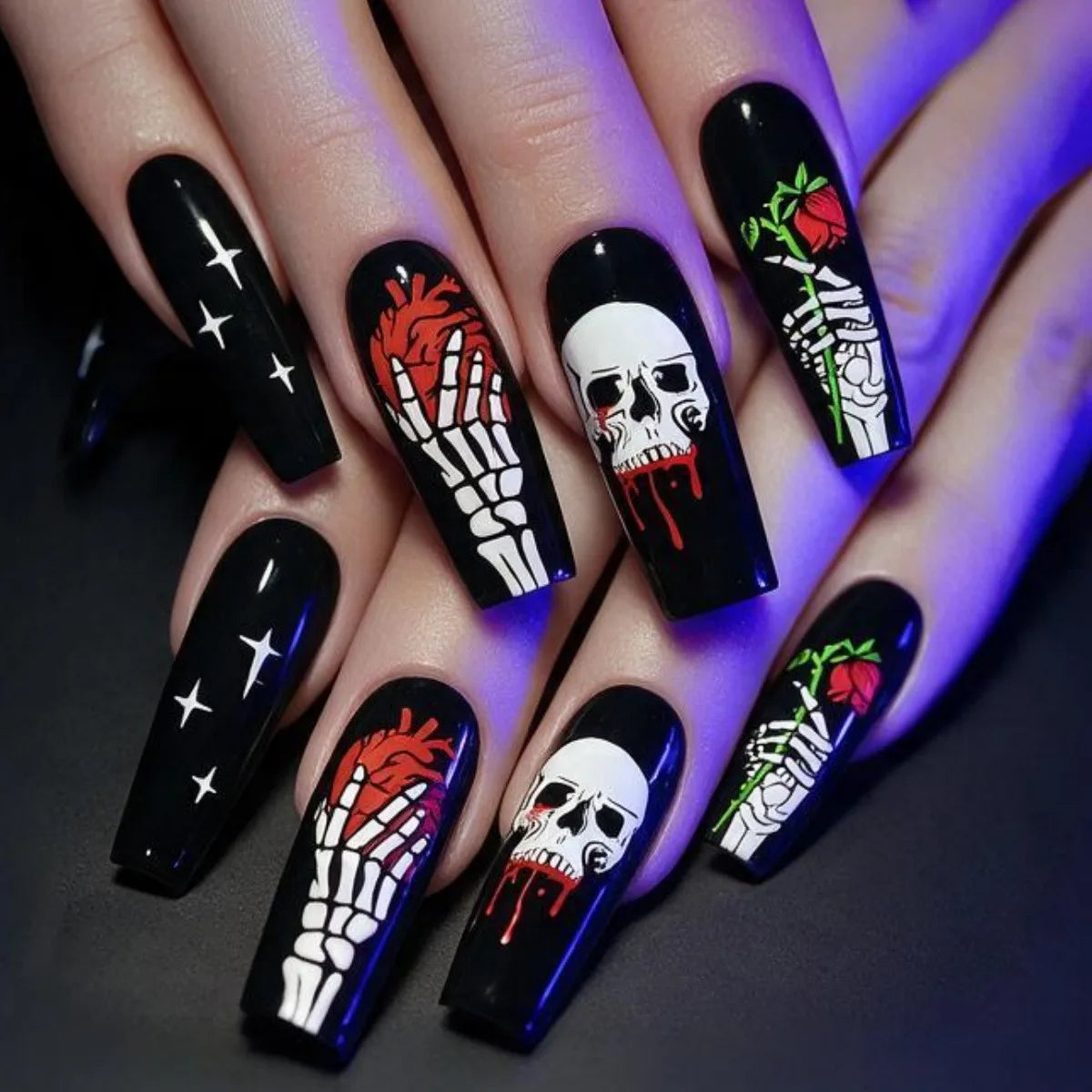 ♡ Glitter & Gothic Press-On Nails · 24 Pieces