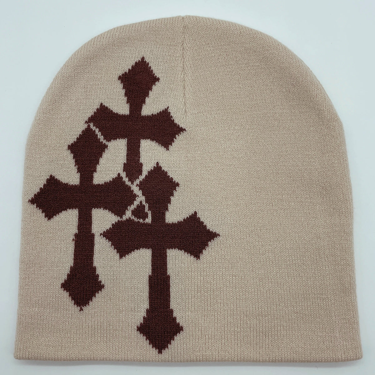 ✟ Crucifix Jacquard Knit Beanie