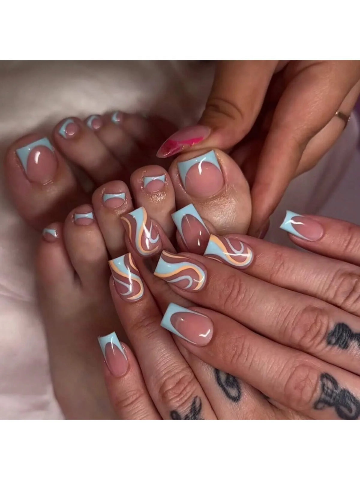 ♡ French-Style Finger & Toe Press-On Nails · 48 Pieces