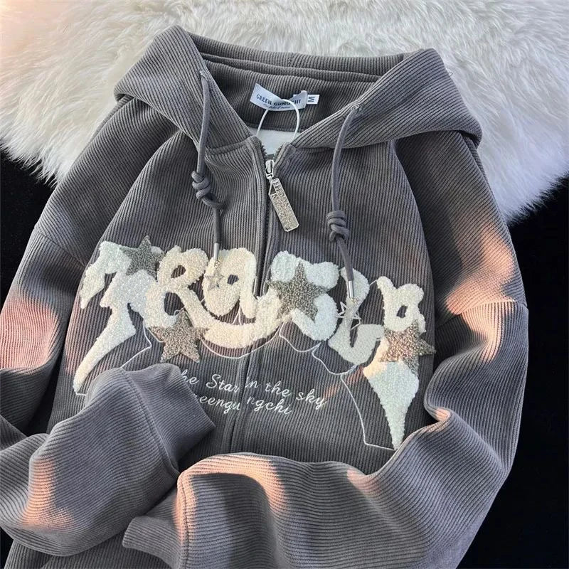 ✦ Embroidered Zip-Up Hoodie